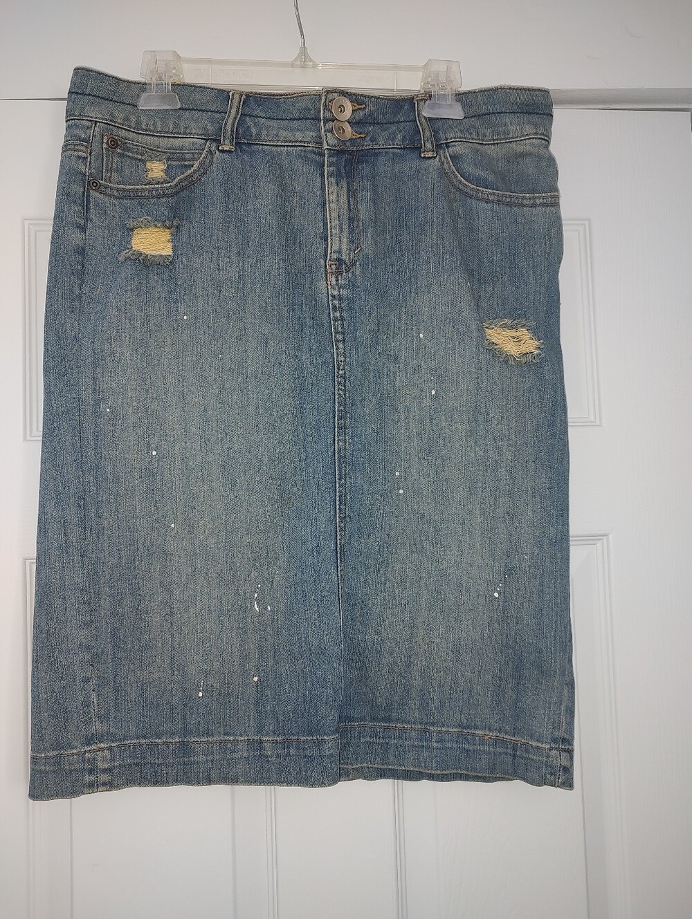 Distressed Denim Skirt